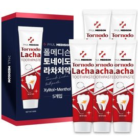 [PAUL MEDISON] Tornado Lacha Toothpaste 5ea – Xylitol & Menthol Cooling, Apple Mint Flavor, Prevents Gum Disease - Made in Korea